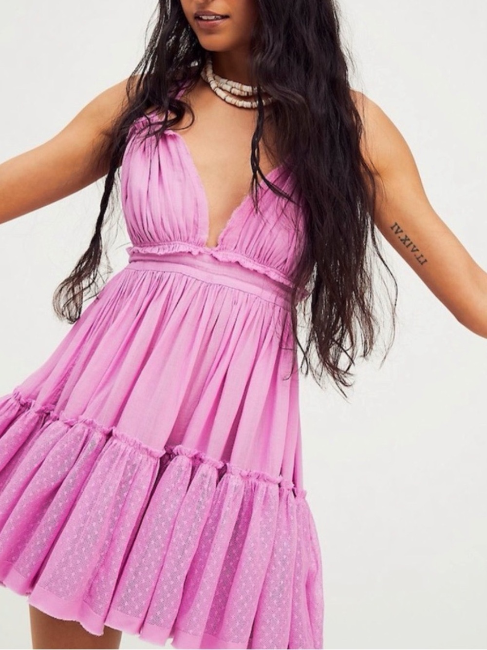 Free People 100 Degrees Swiss Dot Babydoll Mini Swing Dress in Small New